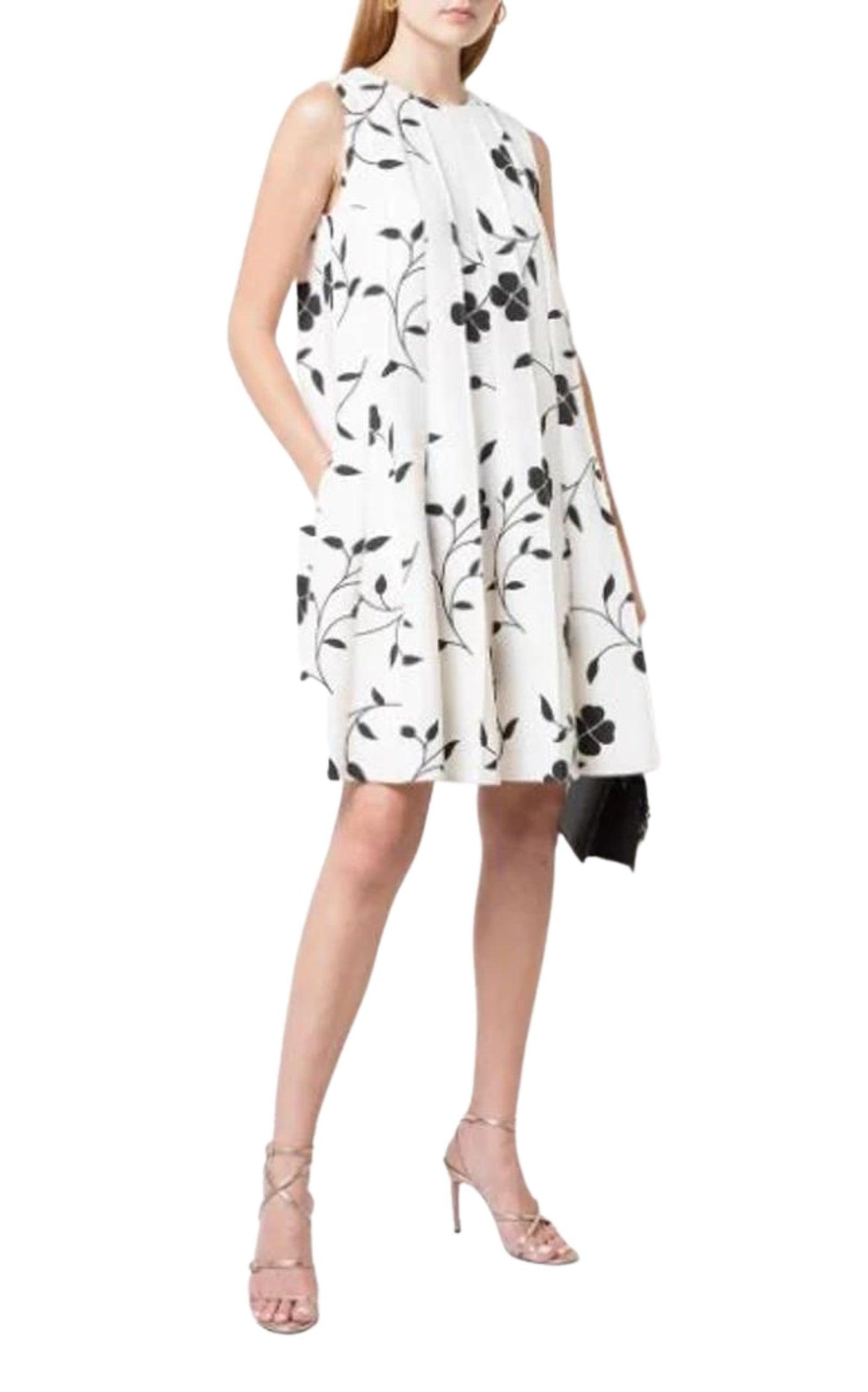 Pleated Floral-print Grain De Poudre Dress Oscar de la Renta