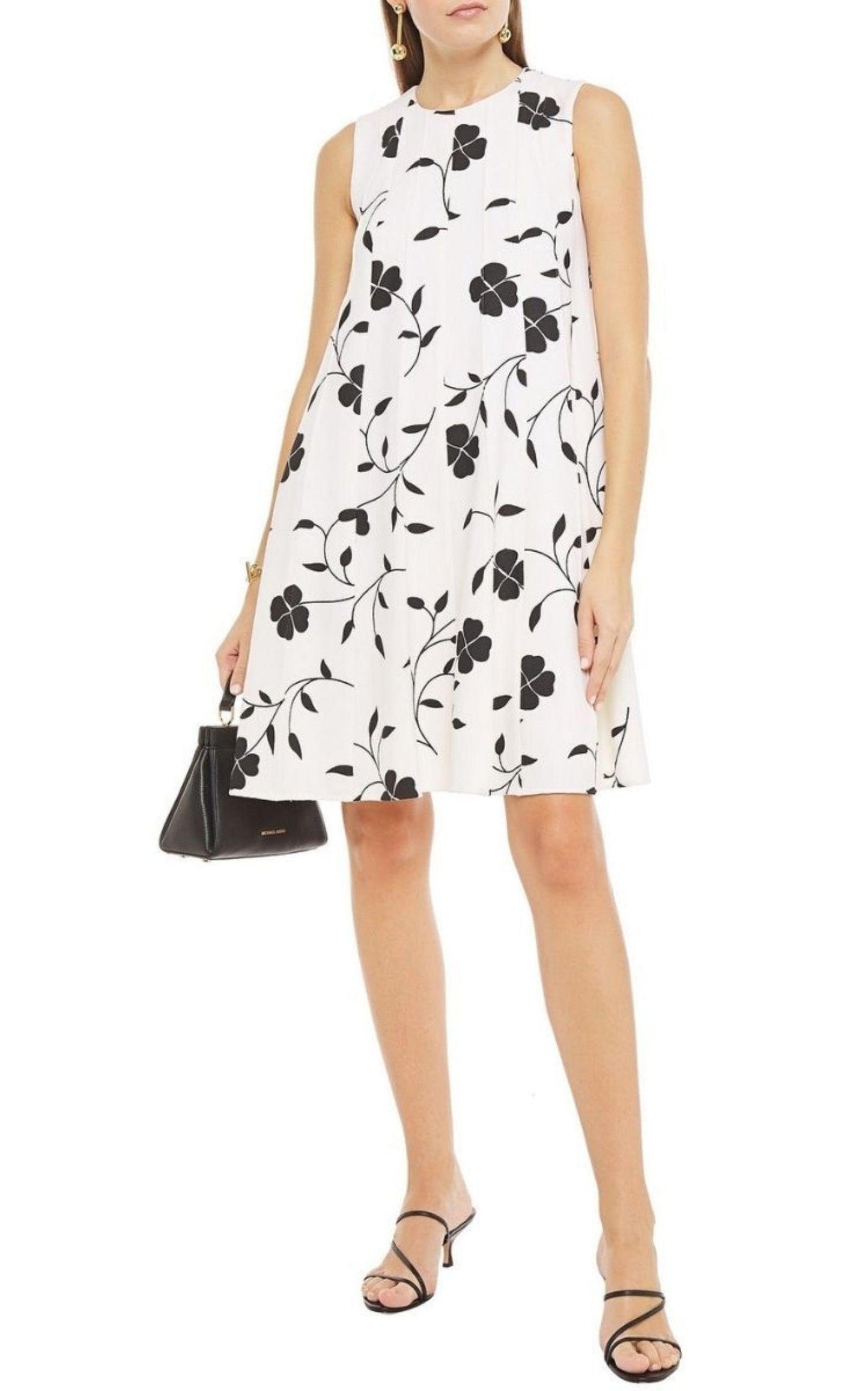 Pleated Floral-print Grain De Poudre Dress Oscar de la Renta