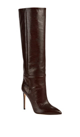 Crocodile-effect Leather Knee-High Boots PARIS TEXAS