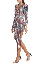 Mixed Sequin Wrapped Mini Dress Prabal Gurung