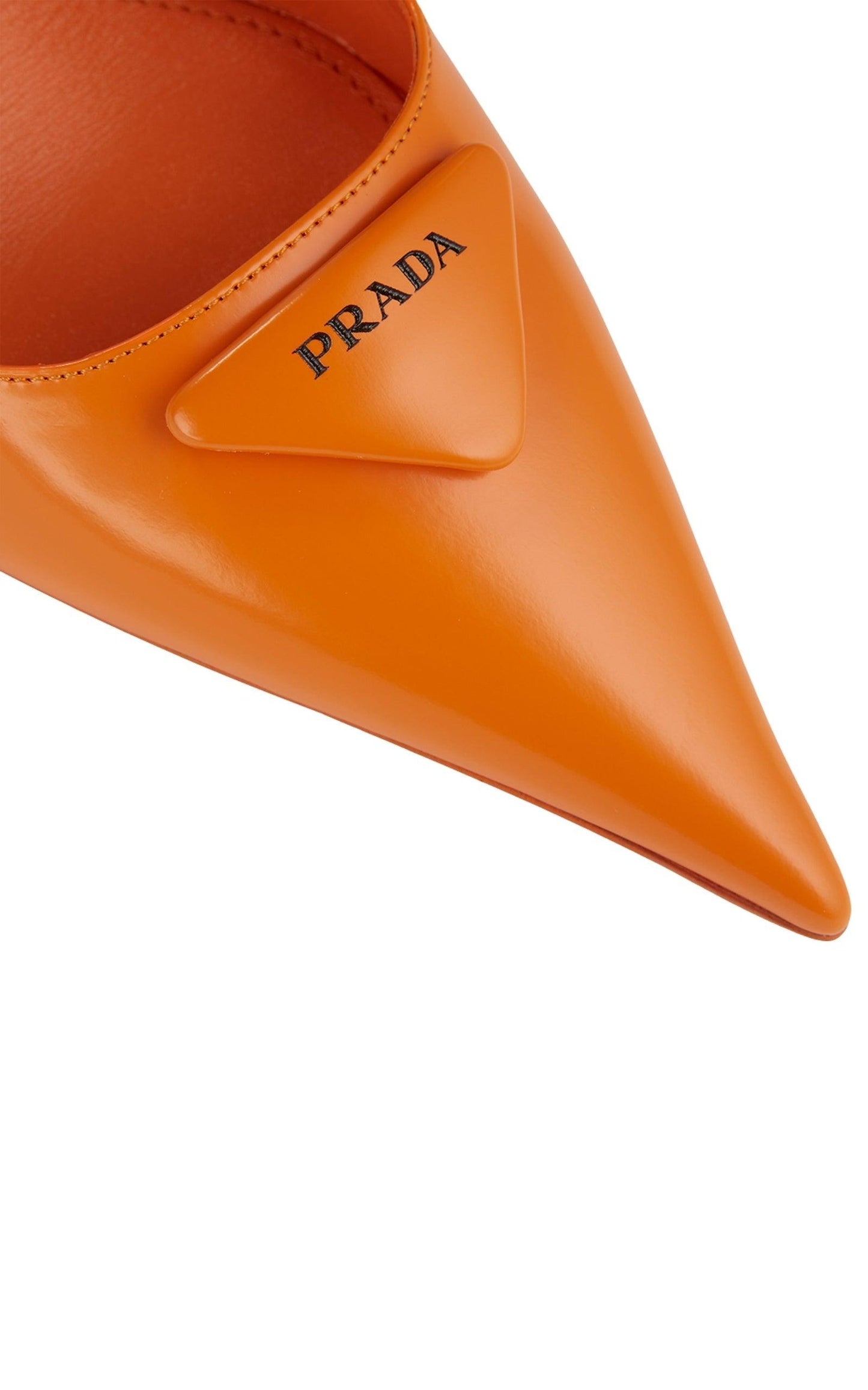 Triangle-logo Leather Slingback Wedge Pumps Prada