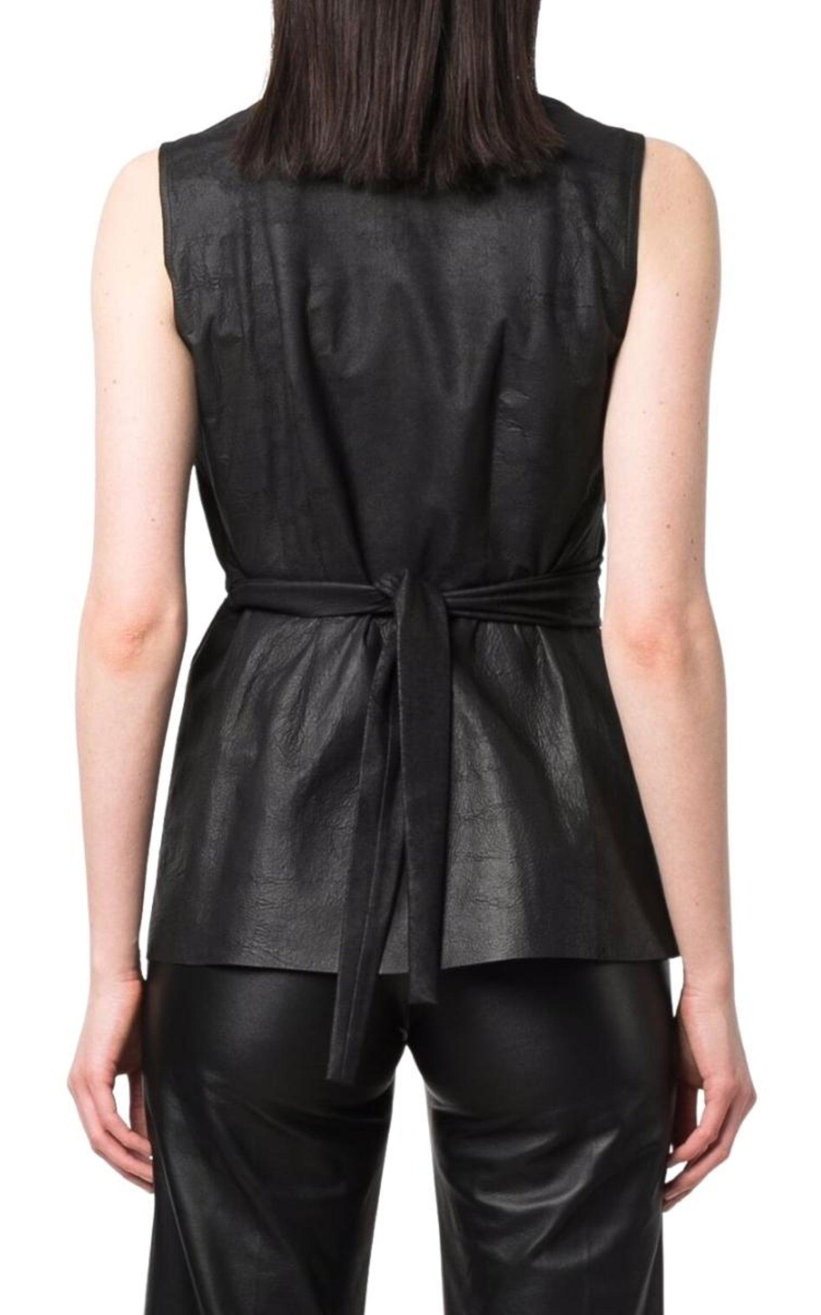 Wrap-front Leather Vest Rick Owens