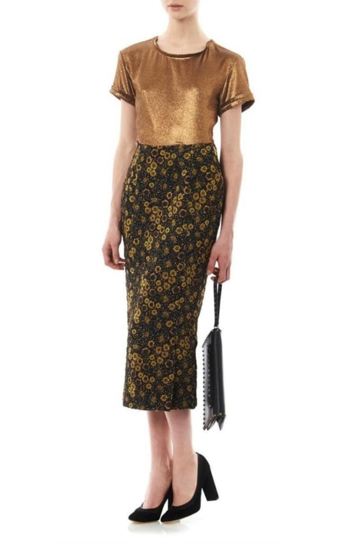 Floral Jacquard Pencil Skirt Rochas