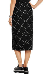 Cotton Twill-Paneled Checked Wool Skirt Sacai