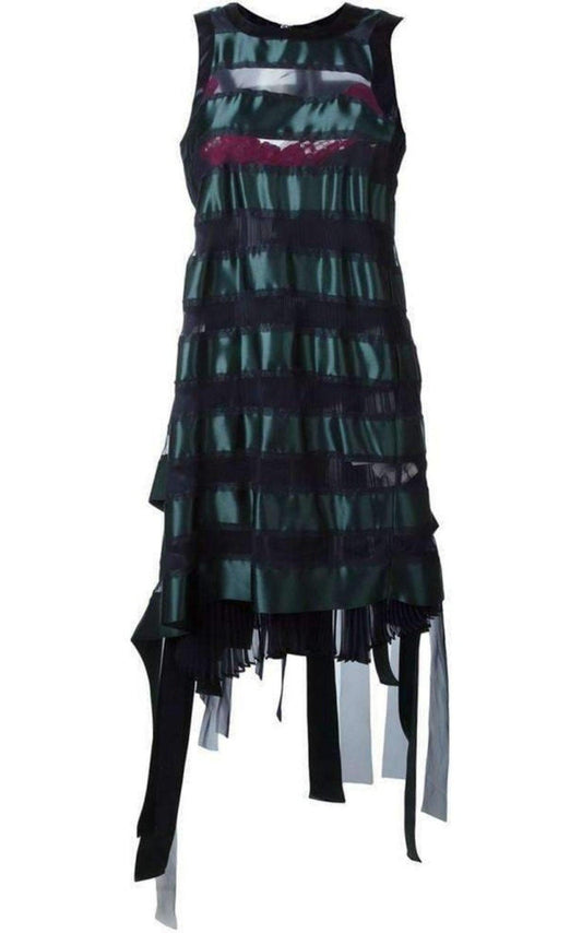 Transparent Stripe Panel Dress Sacai