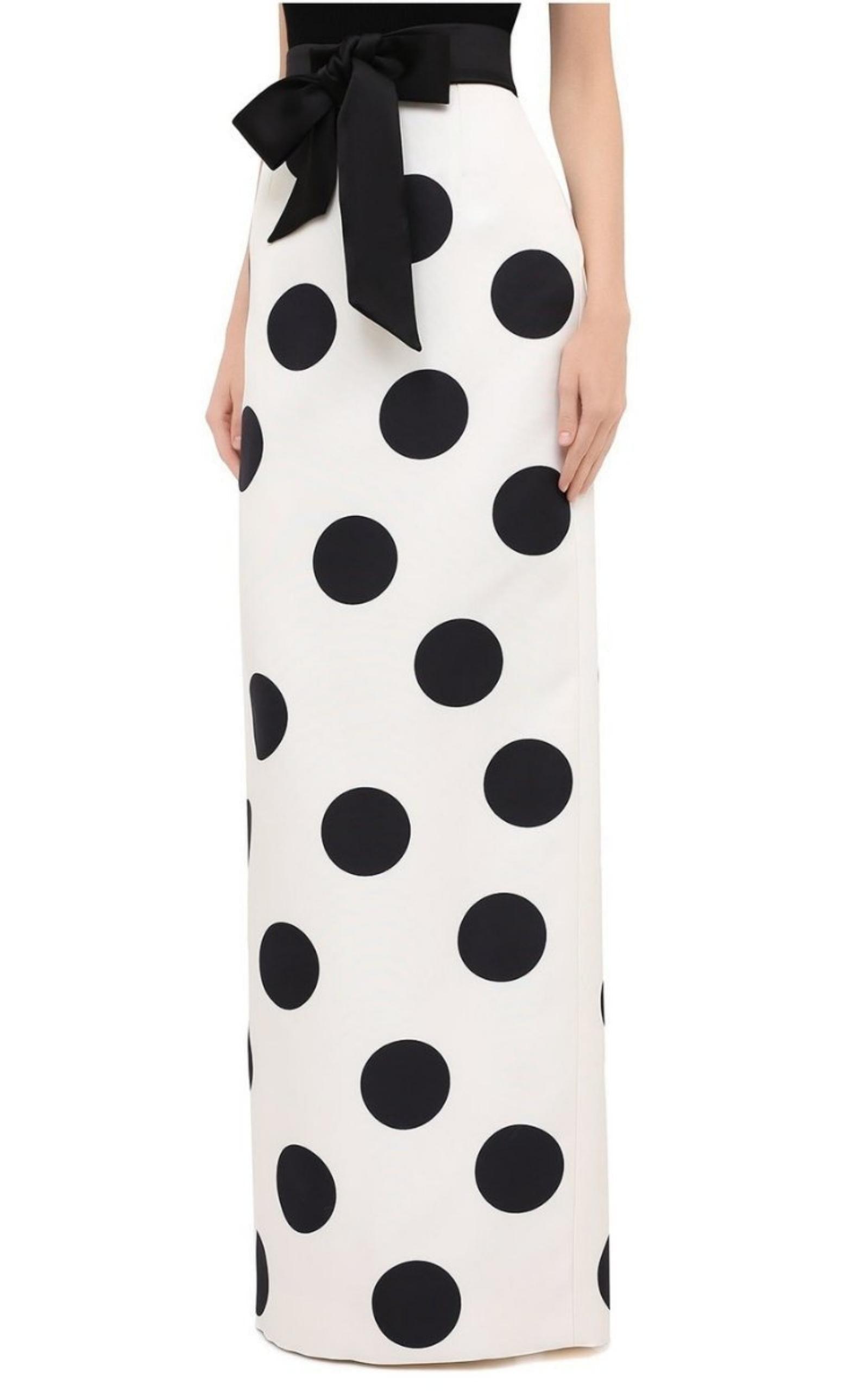 High Waist Polka Dot Silk Twill Skirt Saint Laurent