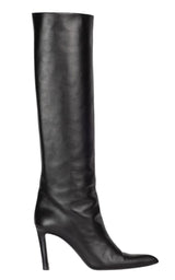 Kid Knee High Leather Boots Saint Laurent