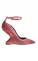 Pink Tivoli Velvet F-wedge Pumps Salvatore Ferragamo