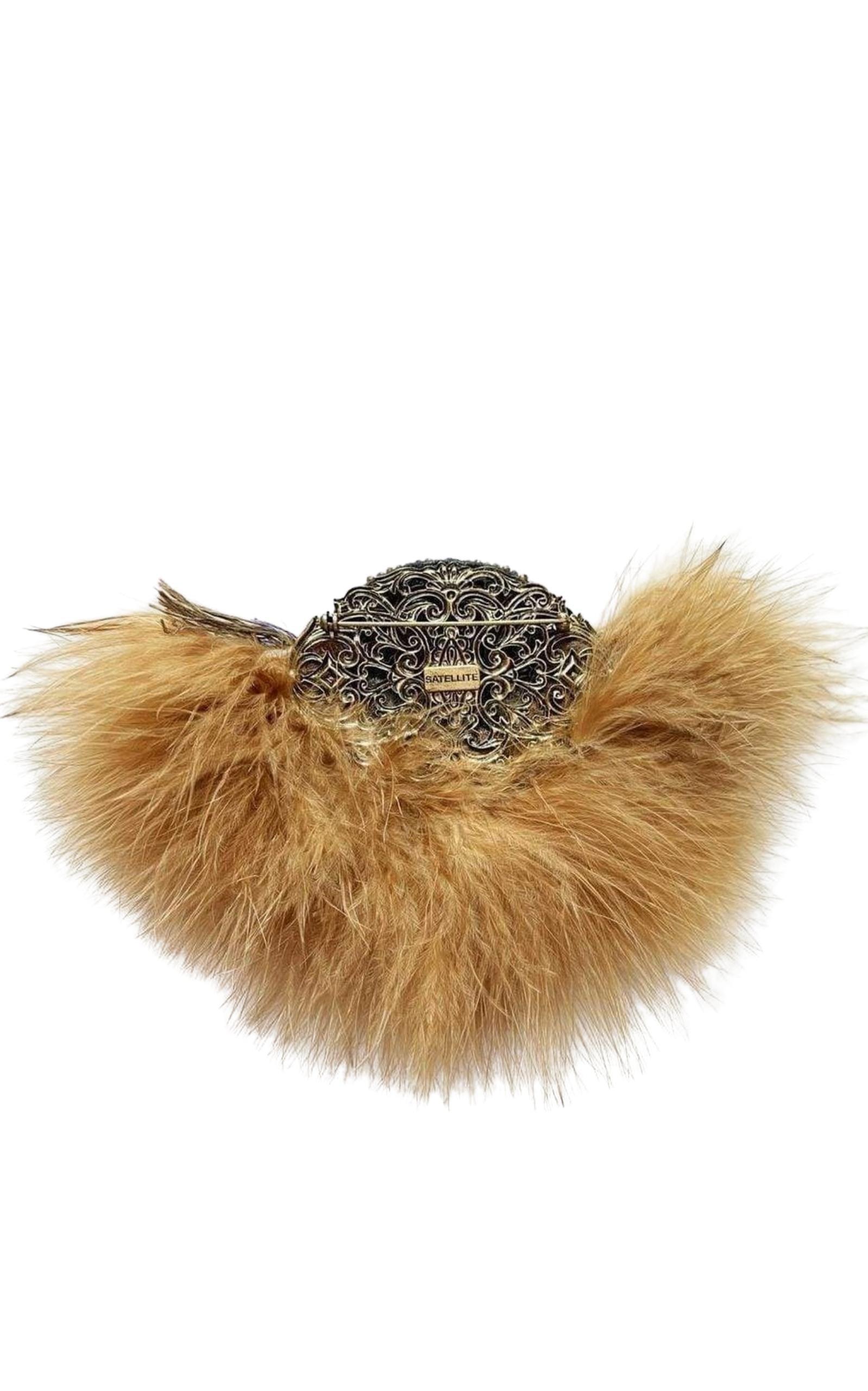 Feather and Crystal Embellished Brooch by Satellite Paris Satellite Paris