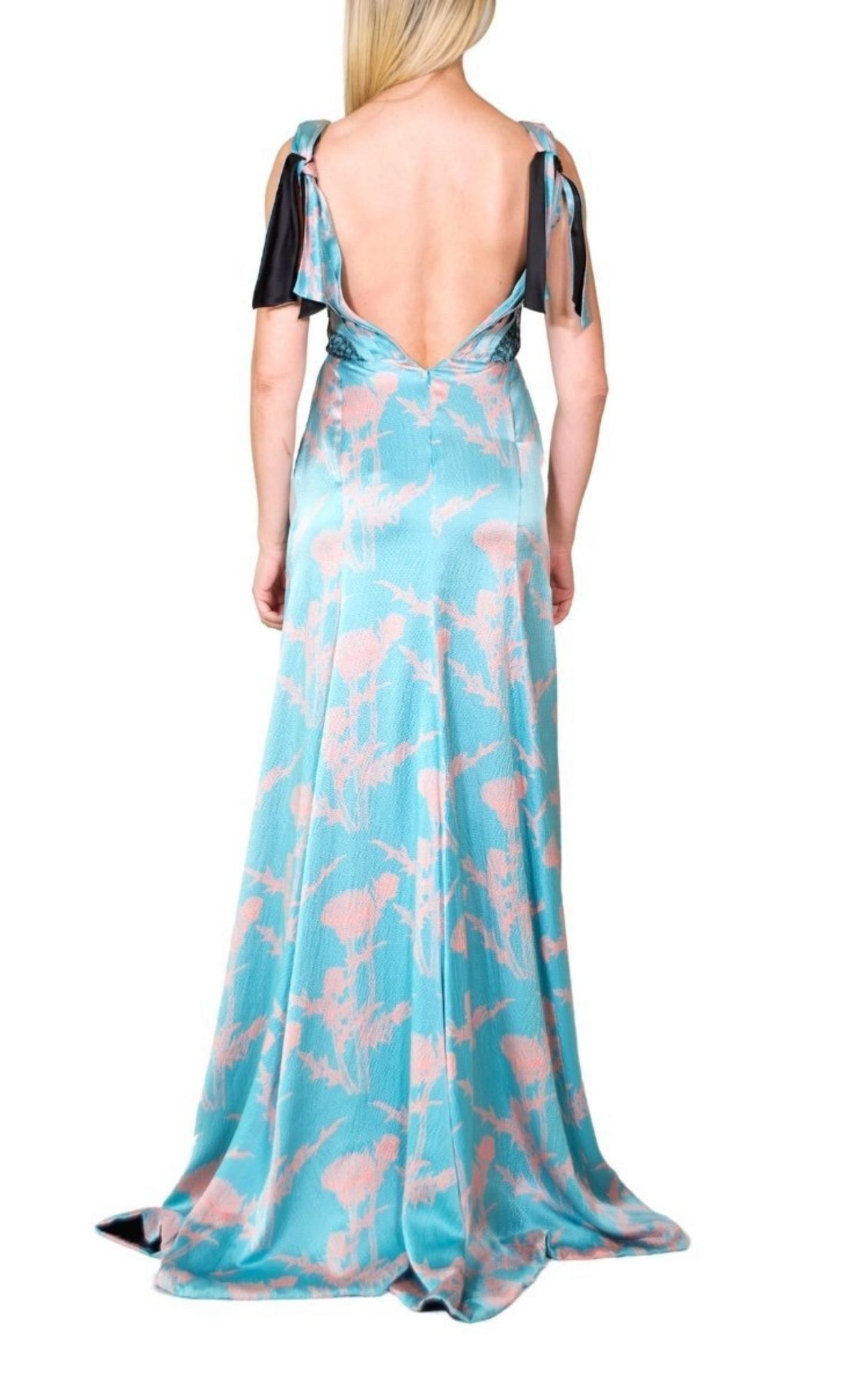 Azur Blue Coral Silk Gown Sophie Theallet