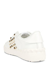 White Leather Rockstud Sneakers Valentino